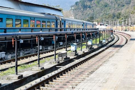 Kathgodam, Uttarakhand, India, September 25 2023 - Indian railway train at Kathgodam railway ...