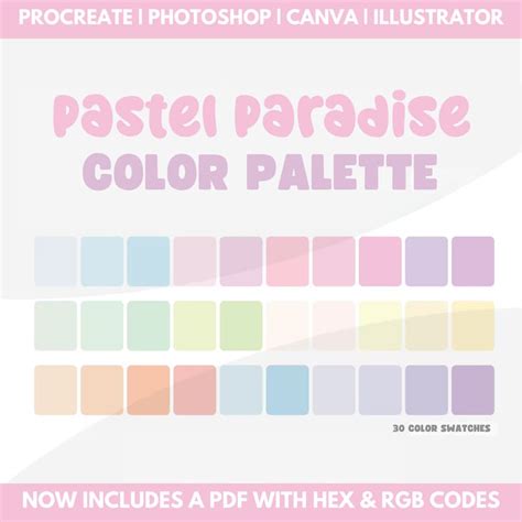 Pastel Color Palette, Hex Codes, Rgb Codes, Procreate Swatches ...