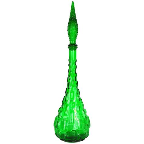 Tall Empoli Emerald Green Art Glass Decanter At 1stdibs Empoli Green Glass Decanter