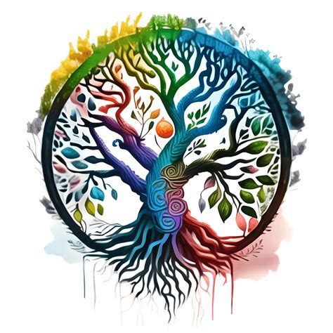 MultiColored Tree Of Life Digital Graphic With Fine Detail Creative