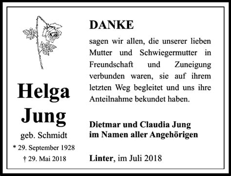 Traueranzeigen Von Helga Jung Trauer Rheinmain De