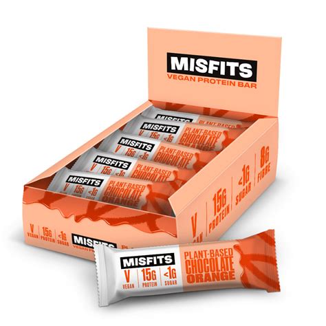 Misfits Vegan Protein Bar Chocolate Orange Protein Package Misfits Protein Package