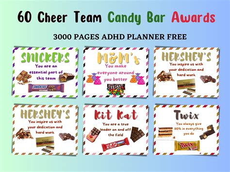 Cheer Team Candy Bar Award Certificates Cheerleader Candy Bar Awards