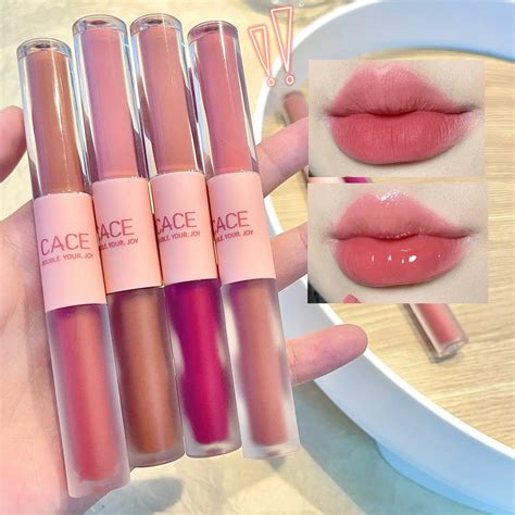 Double Head Lip Gloss Matte Velvet Sexy Red Tint Liquid Lipstick