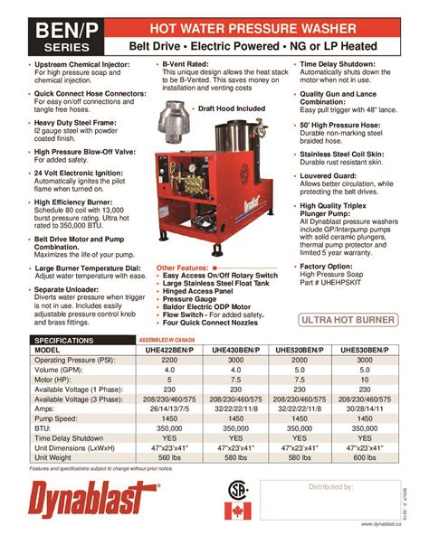 Dynablast UHE422BEN3D Hot Water Pressure Washer