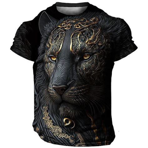 Hombre Camiseta Cuello Barco Graphic Animal Tigre Ropa Impresión 3D