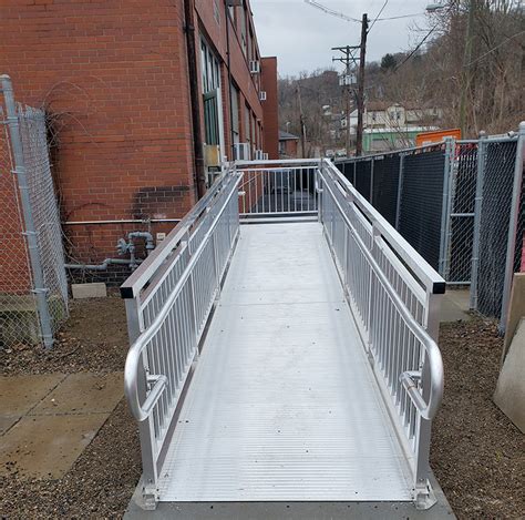 Long L-Shaped Access Ramp for School - Upside Installation 