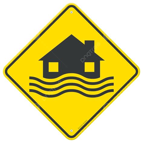 Flood Disaster Yellow Sign Danger Save House Vector Danger Save