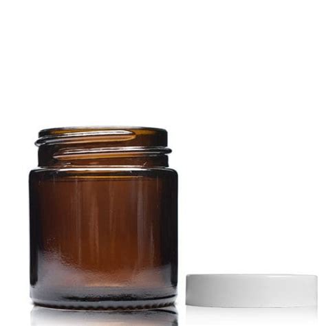 Ml Amber Glass Cosmetic Jar With White Urea Cap Ampulla