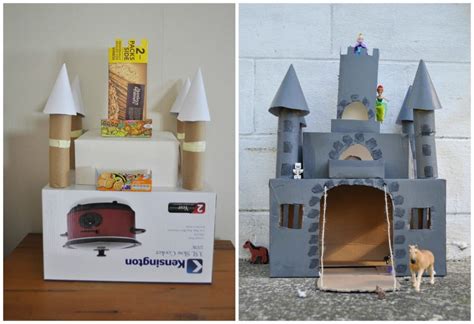 Box Castle Cardboard Box Crafts Cardboard Castle Castle Crafts