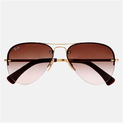 Frameless Aviators Gold Brown Ray Ban Eyewear