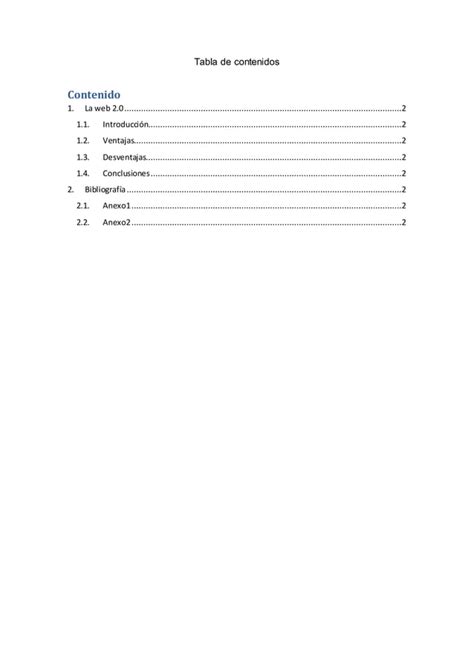 Tabla De Contenidos Pdf