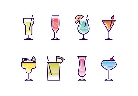 Cocktails Icon Set 147114 Vector Art At Vecteezy