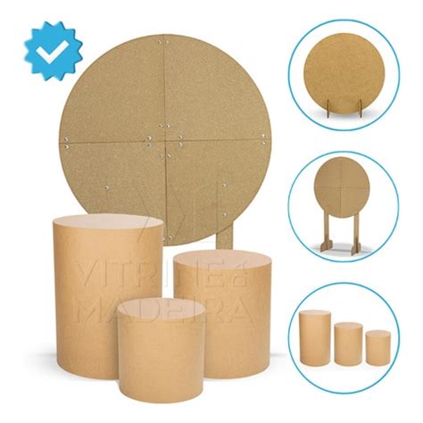 Kit Painel Redondo E Cilindros Mdf - Kit Painel Redondo 90x150 E Trio Cilindro Liso Slim Mdf Cru | Shopee Brasil