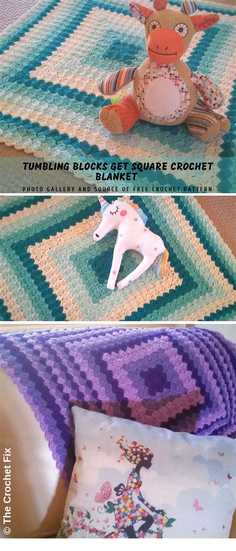 Tumbling Blocks Get Square Blanket Crochet Granny Square Blanket