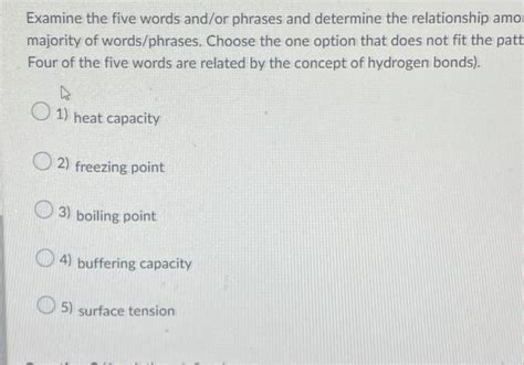 Solved Examine The Five Words And Or Phrases And Determine Chegg