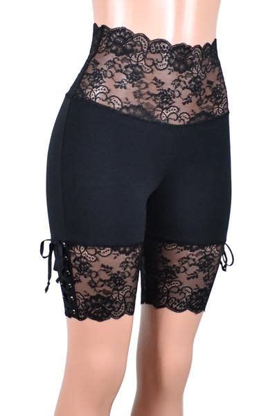 Black Lace Up Stretch Lace Shorts 8 5 Lace Up Leggings Lace Shorts