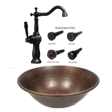 14 Round Copper Vessel Bath Sink Sedona Bronze 13 Orb Clayborne Faucet And Drain Vessel Sink Combo