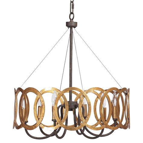 Virginia Hollywood Regency Gold Interlocking Circle Chandelier