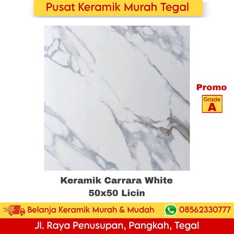 Keramik Lantai X Carrara Grey Motif Putih Marmer Glossy