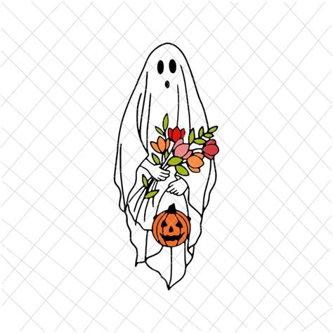 Halloween Ghost Svg Halloween Party Svg Flower Ghost Svg Trick Or