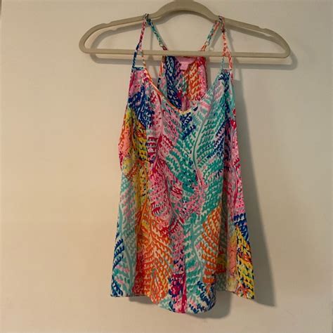 Lilly Pulitzer Tops Lilly Pulitzer Racer Back Silk Tank Top Poshmark