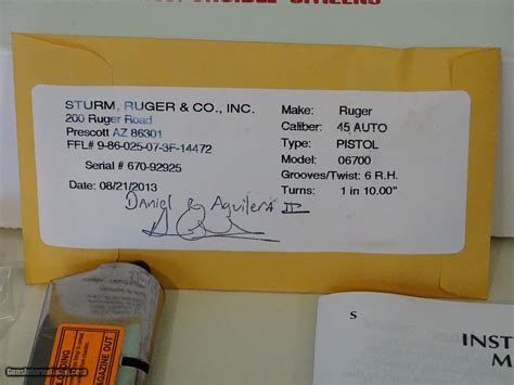 Ruger Sr1911 Model 6700 45 Acp