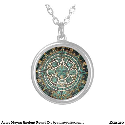 Aztec Mayan Round Disc Calendar Pendant Necklace