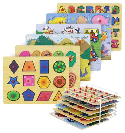 etna big toddler toy wood peg puzzle set   large puzzles