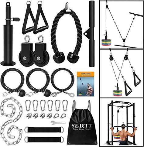 Weight cable pulley system gym sertt upgraded cable pulley attachments ...