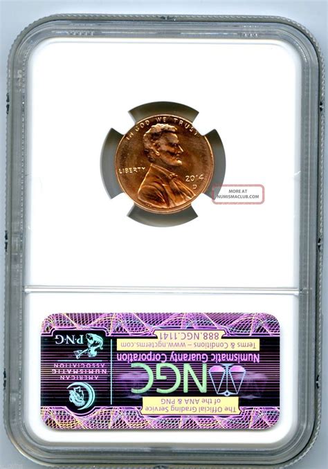 2014 D Us Lincoln Cent Union Shield Ngc Ms66 Rd