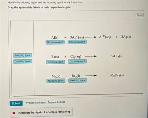 Solved Identify The Oxidizing Agent And The Reducing Agent Chegg