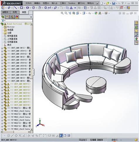 圆形沙发3d模型下载三维模型solidworks模型 制造云 产品模型