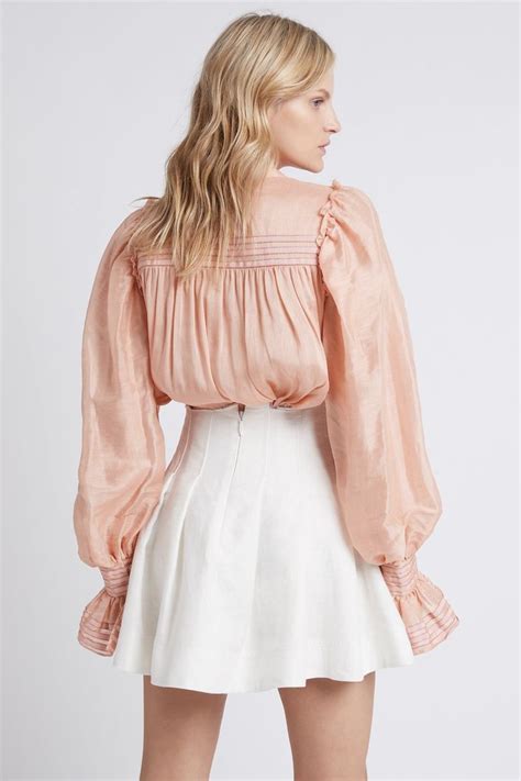 Palms Button Puff Sleeve Blouse Nude Pink Aje Aje Spring Outfits Casual Early Spring