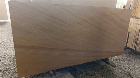 Unpolished Yellow Teak Wood Sandstone Slabs For Flooring Thickness