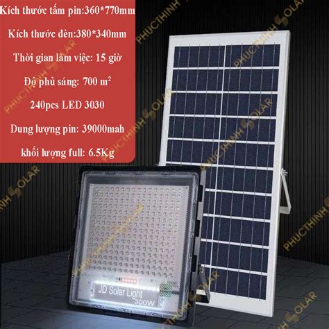 Đèn pha năng lượng mặt trời 300W Jindian JD 7300 Phúc Thịnh Solar