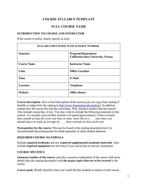 Editable Syllabus Template