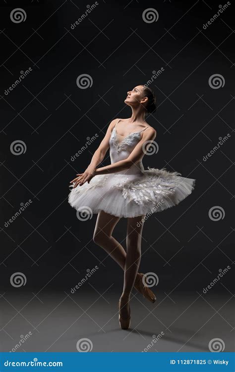 Ballerina In White Tutu Dancing In The Dark Stock Image Image Of