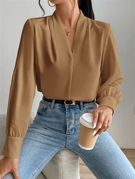 Solid Bishop Sleeve Blouse