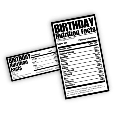 Free Birthday Nutrition Facts PNG - Pretty Party & Crafty