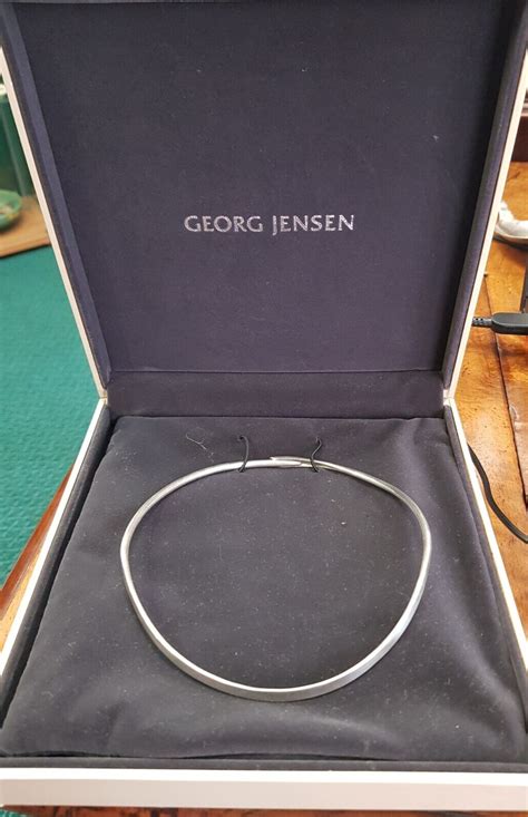 Rare Georg Jensen Modernist Silver Torque Necklace Co Gem