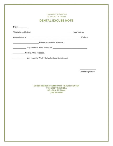 Real Fake Dentist Notes For Work Free