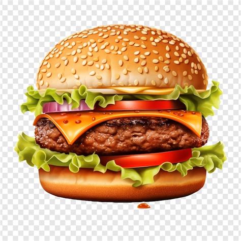 Premium Psd Fresh Beef Burger Isolated On Transparent Background