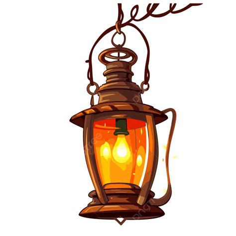 Lampu Gantung Vektor Stiker Clipart Kartun Ilustrasi Lampu Menyala