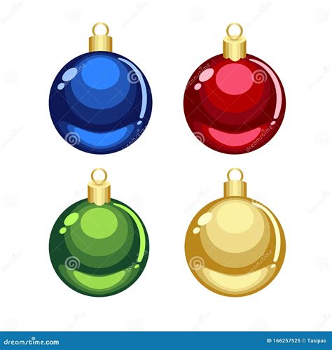 Green Red Golden Blue Christmas Ornaments Stock Vector