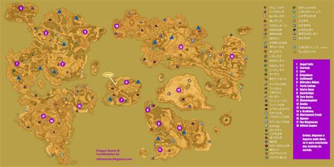 Dragon Quest Ix Mapa Com As Localizações De Cidades Grutas Dungeons