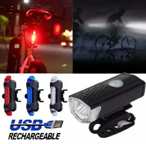 Lampu Led Usb Sepeda Rechargeable Depan Belakang Waterproof Lazada