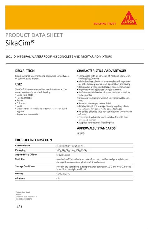 Waterproofing Admixture Sikacim Waterproofing Chemicals Wholesale