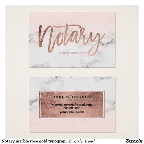 Notary Marble Rose Gold Business Card