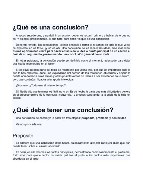 Qué Es Una Conclusión ¿qué Es Una Conclusión A Veces Sucede Que